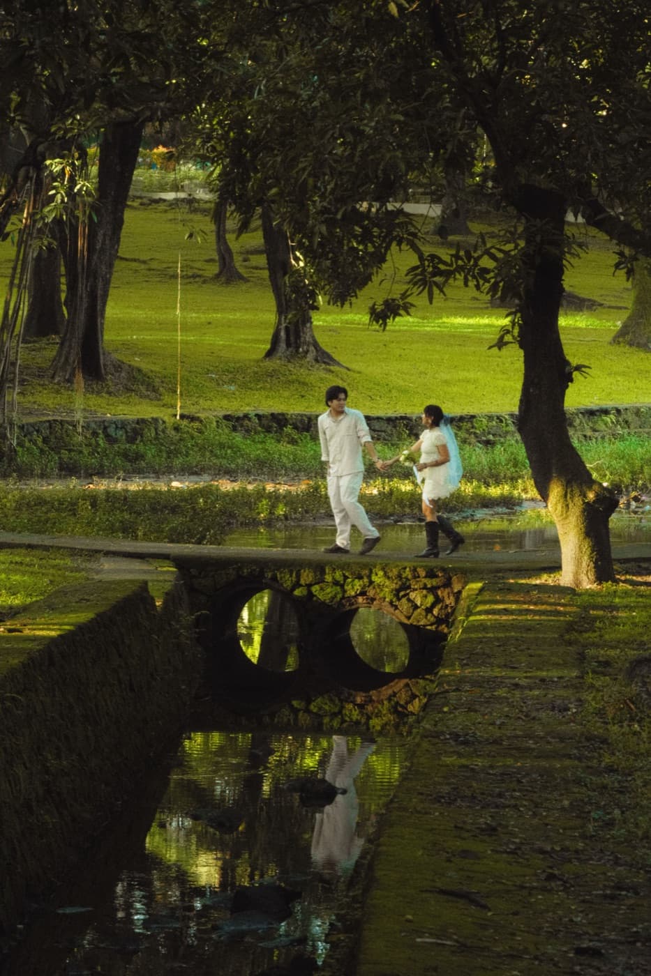 Walking together across the garden
